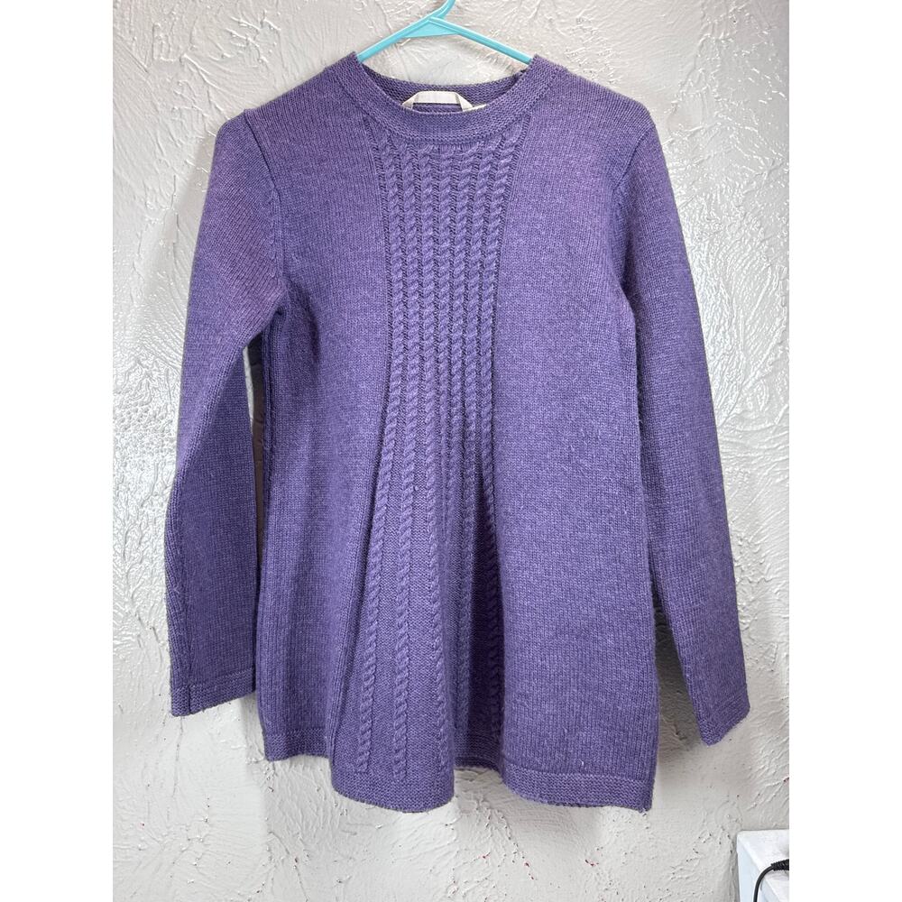 Soft Surroundings Sydney Sweater Flared Cable Pullover Wool Blend Size Petite XS